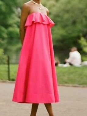 By Anthropologie | Strapless Flounce A‑Line Midi Dress – Pink – NWT – Size 1X